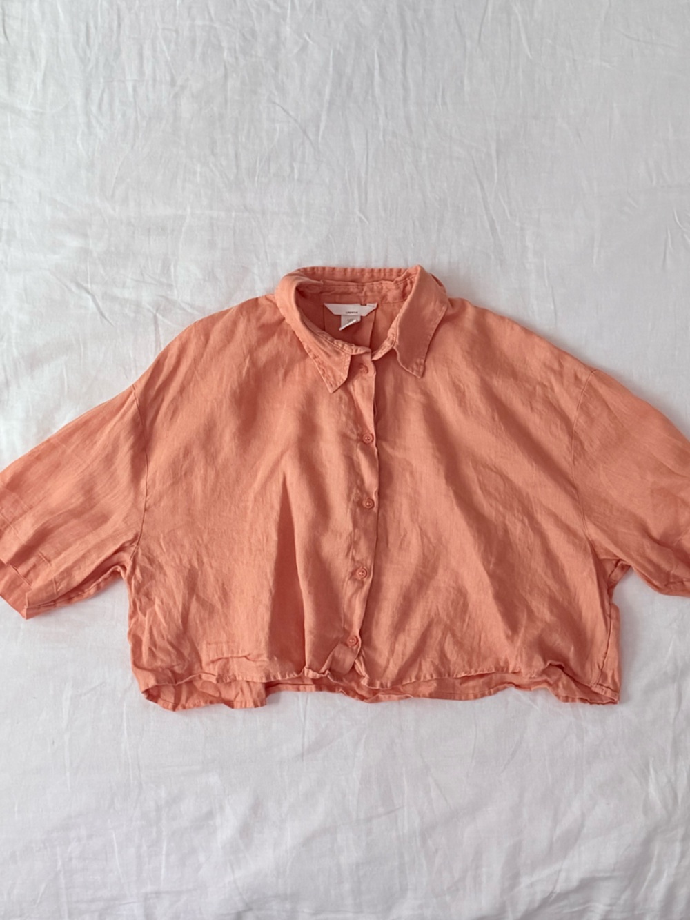 H&M Linen Peach Button-Front Women Shirt